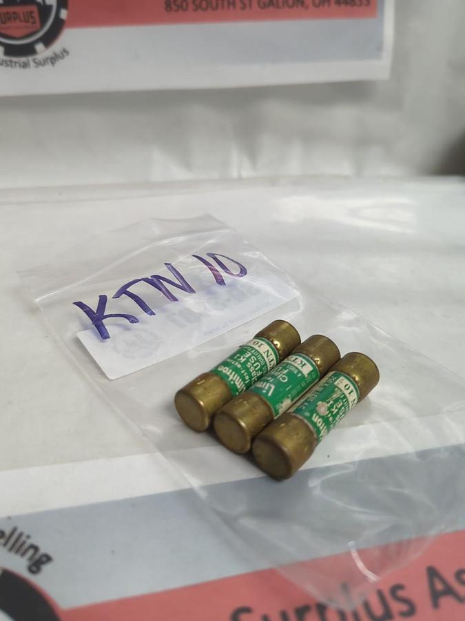 Used COOPER BUSSMANN,KTN-10,LIMITRON 10 AMP FUSE LOT OF 3 PRE-OWNED