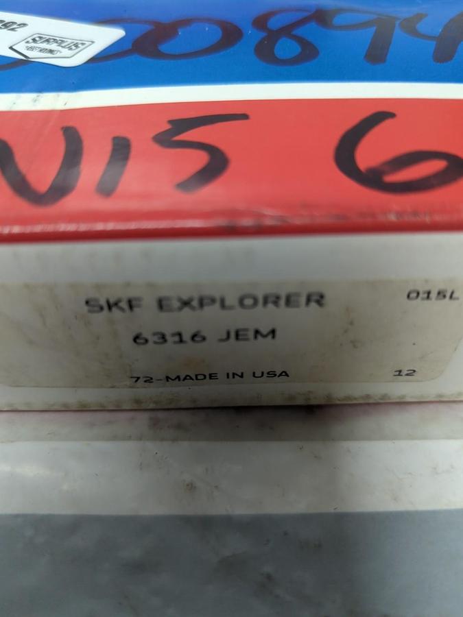 SKF,6316 JEM,DEEP GROOVE BALL BEARING 80X170X39MM NOS