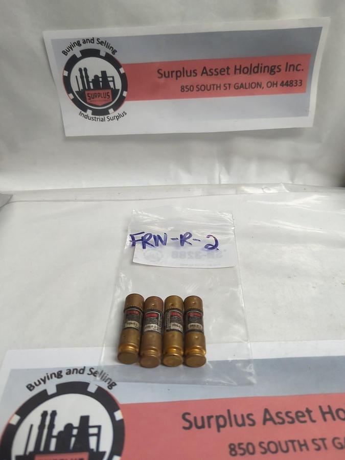 Used COOPER BUSSMANN,FRN-R-2,FUSETRON 2 AMP FUSE LOT OF 4 PRE-OWNED