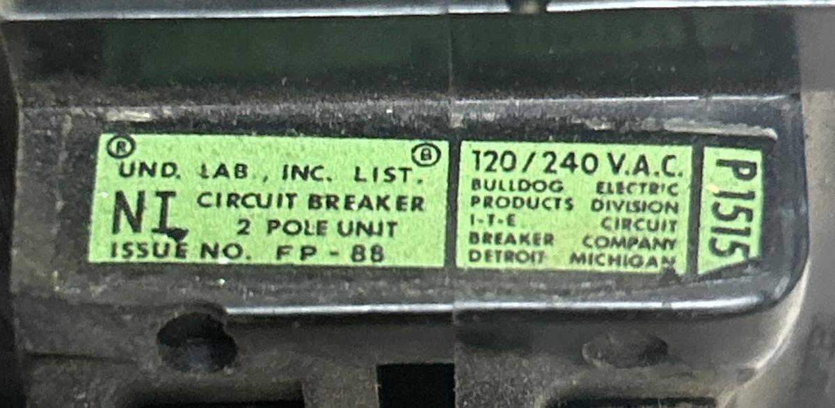 Used BULLDOG ELECTRIC,P1515,PUSHMATIC CIRCUIT BREAKER 15A 120/240V 2P LOT OF 3