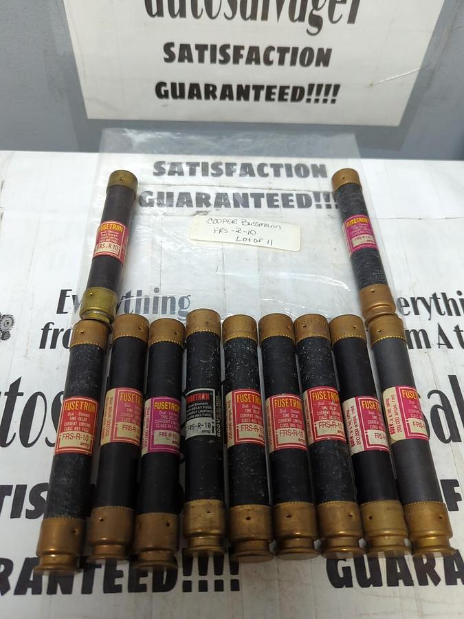 COOPER BUSSMANN,FRS-R-10,FUSETRON 10 AMP FUSES LOT OF 11 NOS