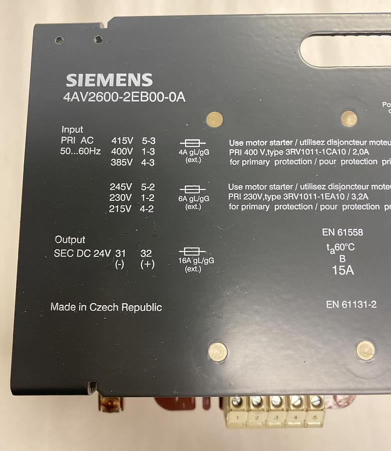 Used SIEMENS,4AV2600-2EB00-0A,Power Supply SIDAC-S