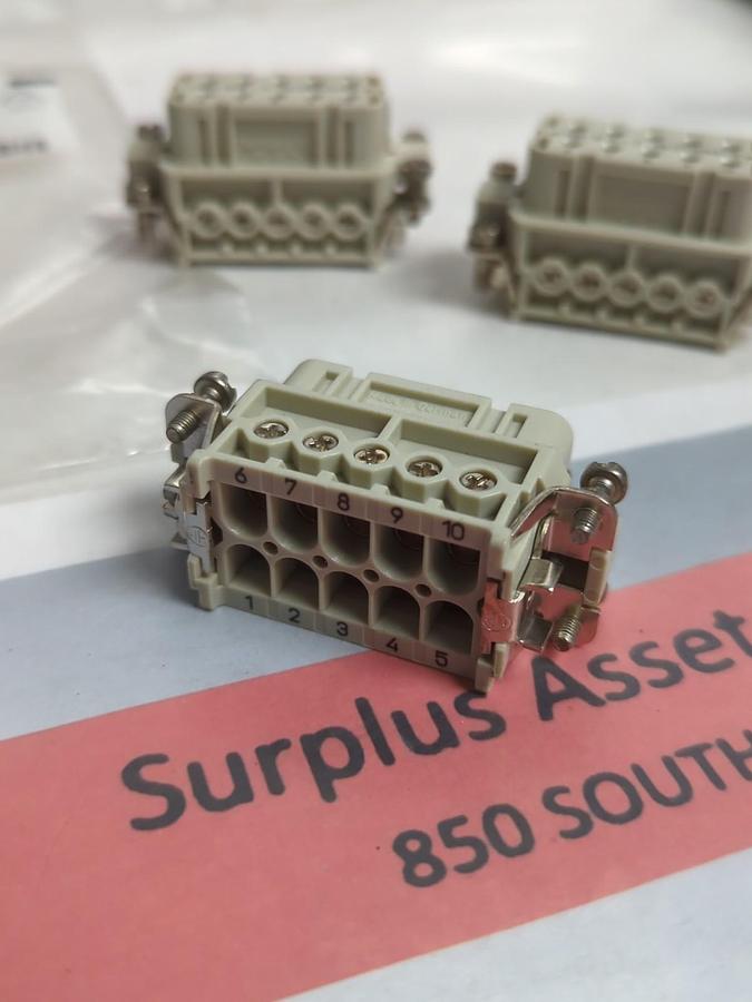 HARTING,HAN-10A-F-S,CONNECTOR 10-PIN 0421 0309A LOT OF 3 NOS