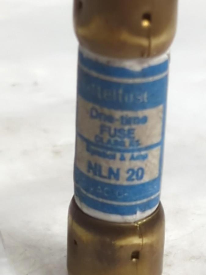 Used LITTELFUSE,NLN20,ONE-TIME 20 AMP FUSE LOT OF 2 PRE-OWNED
