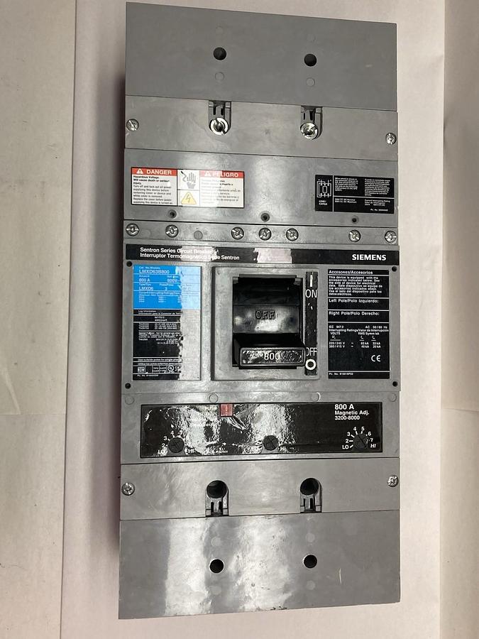 Used Siemens,LMXD63B800,3-Pole Circuit Breaker 800A 600V