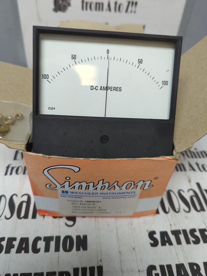 SIMPSON WESCHLER,ALL SI/2124,PANEL METER 100-0-100 MVDC NOS
