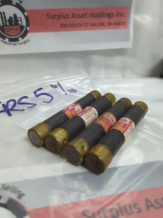 Used COOPER BUSSMANN,FRS-5-6/10,FUSETRON 5-6/10 AMP FUSE LOT OF 4 PRE-OWNED