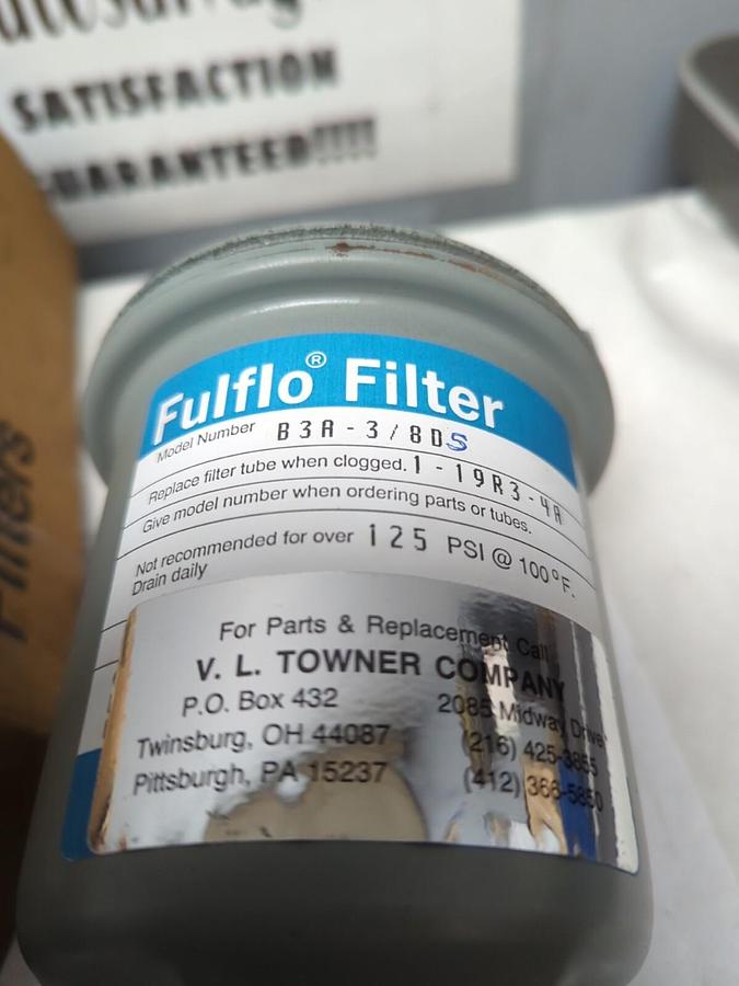 FULFLO FILTER,B3A-3/8DS,COMMERCIAL FILTER 125PSI NOS