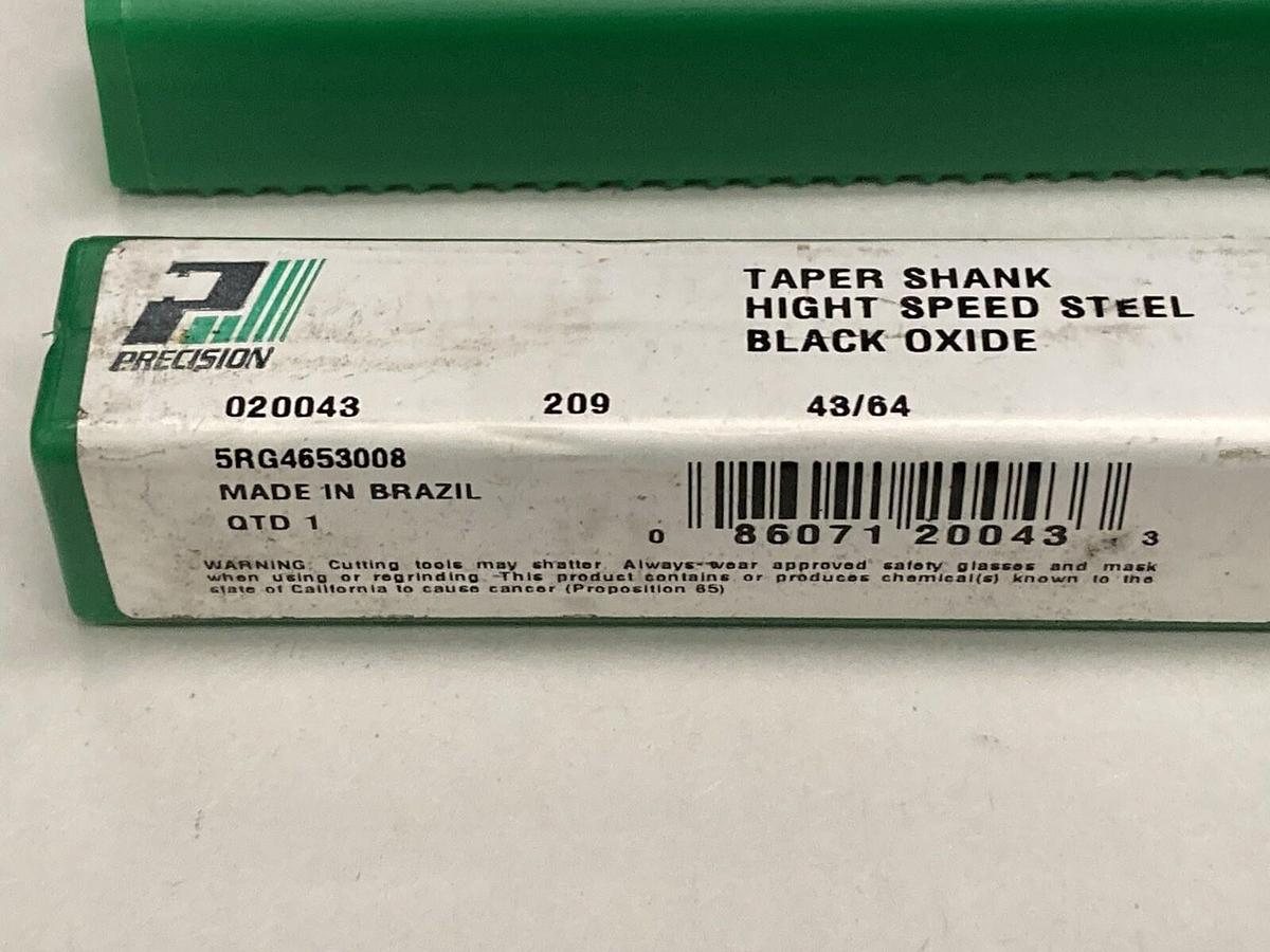 Precision,020043,43/64 INCH HSS Taper Shank Twist Drill Bit