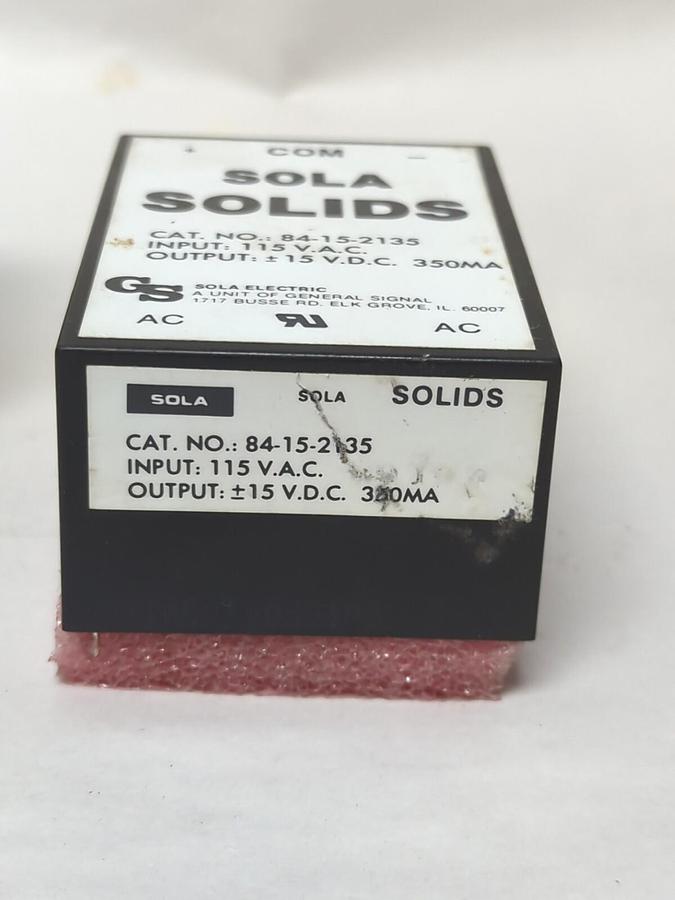 SOLA SOLIDS,84-15-2135,POWER SUPPLY 115 VAC 15 VDC 35 OMA NOS