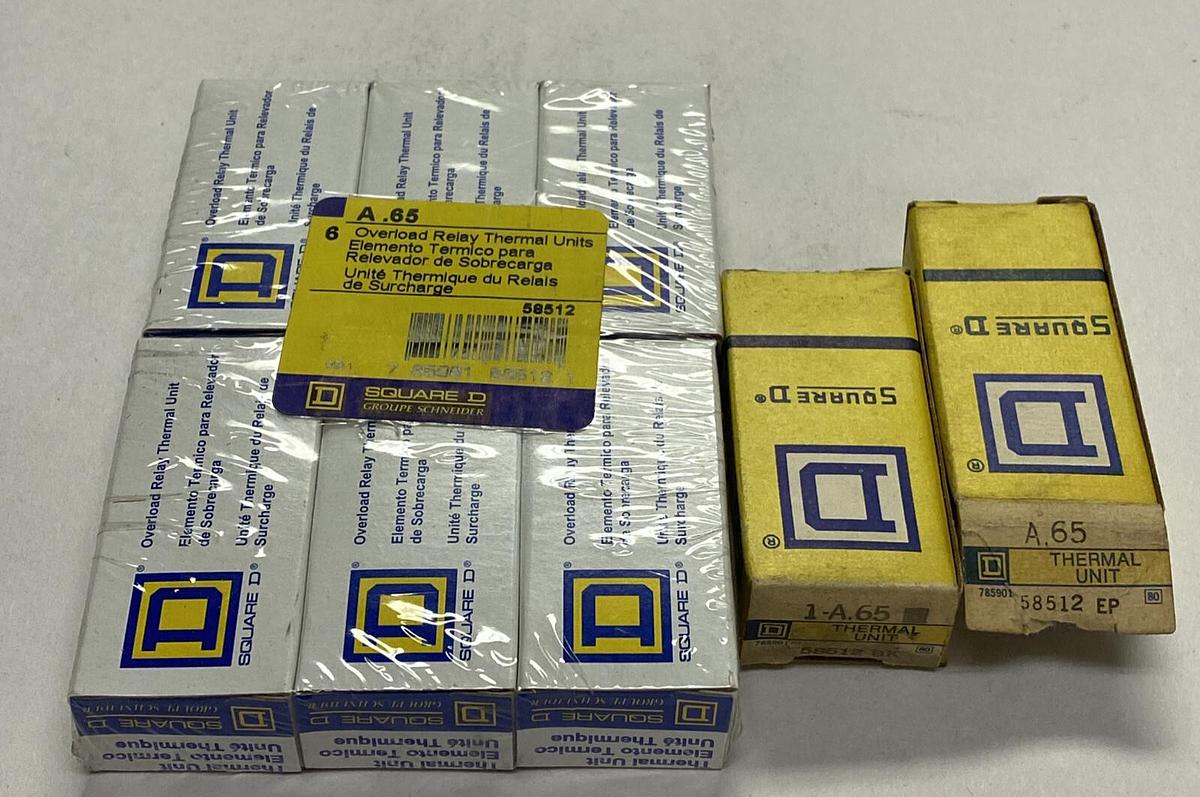 SQUARE D,A.65,OVERLOAD RELAY THERMAL UNIT LOT OF 8 NEW
