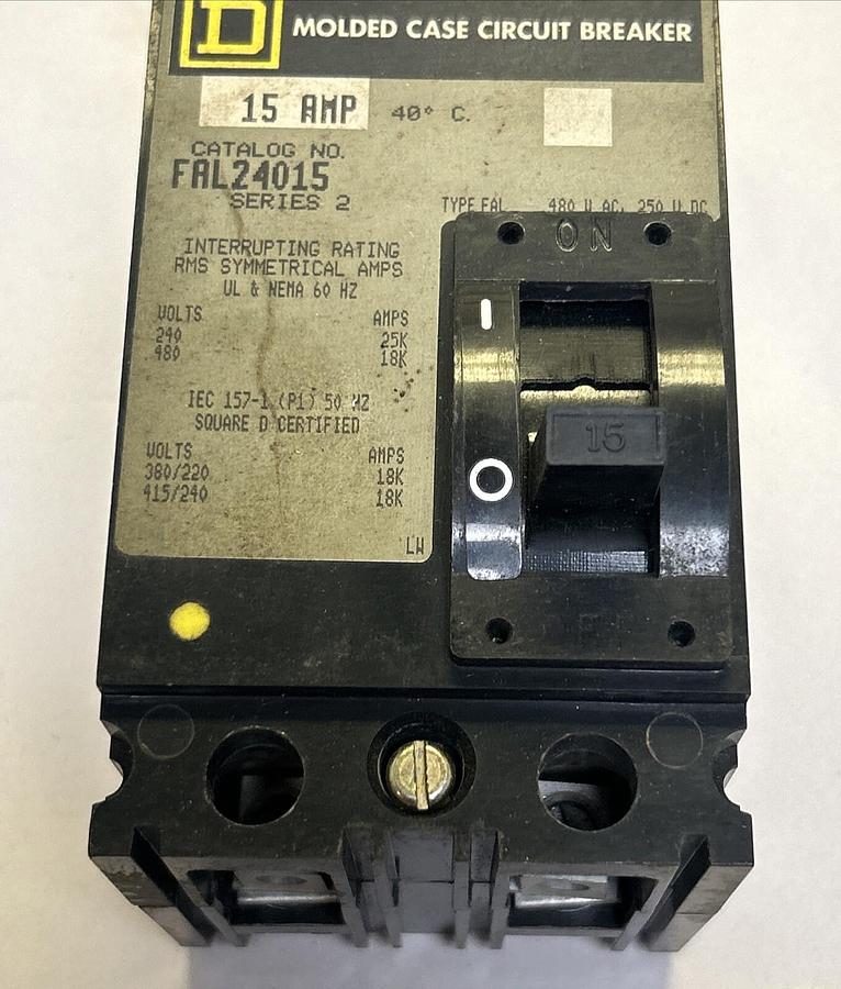Used SQUARE D,FAL24015,CIRCUIT BREAKER 15A 480V