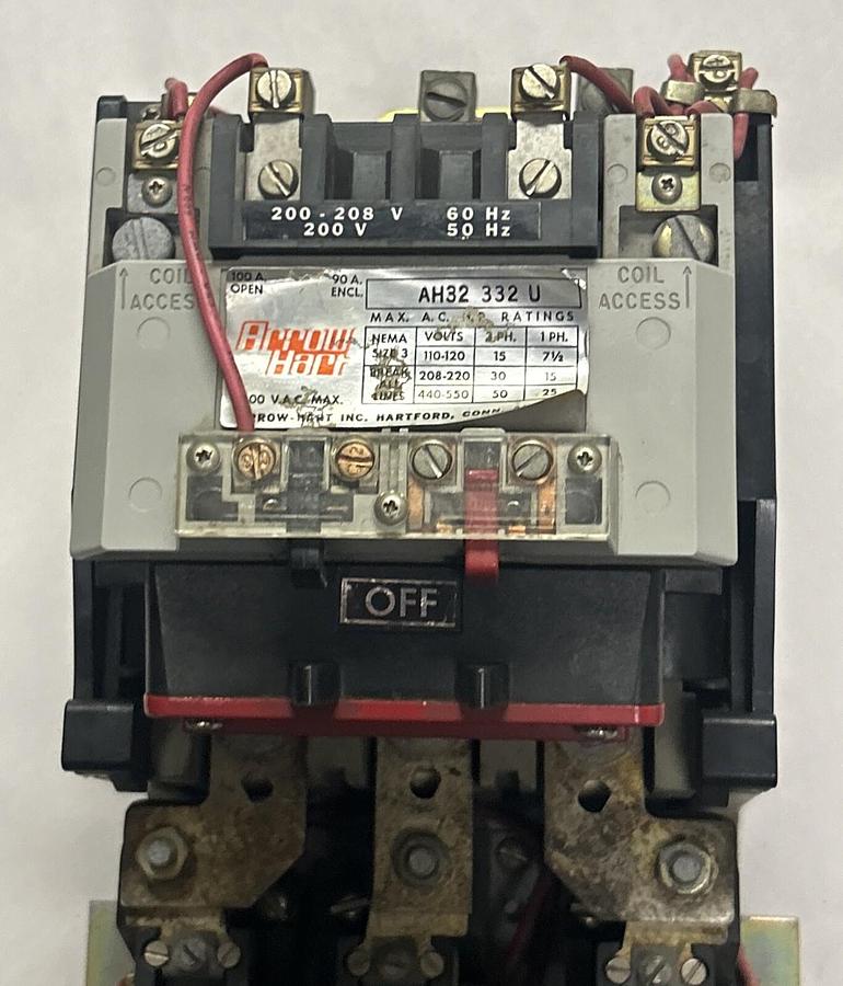 Used ARROW HART,AH32-332-U-20,SIZE 3 STARTER 50A 600V