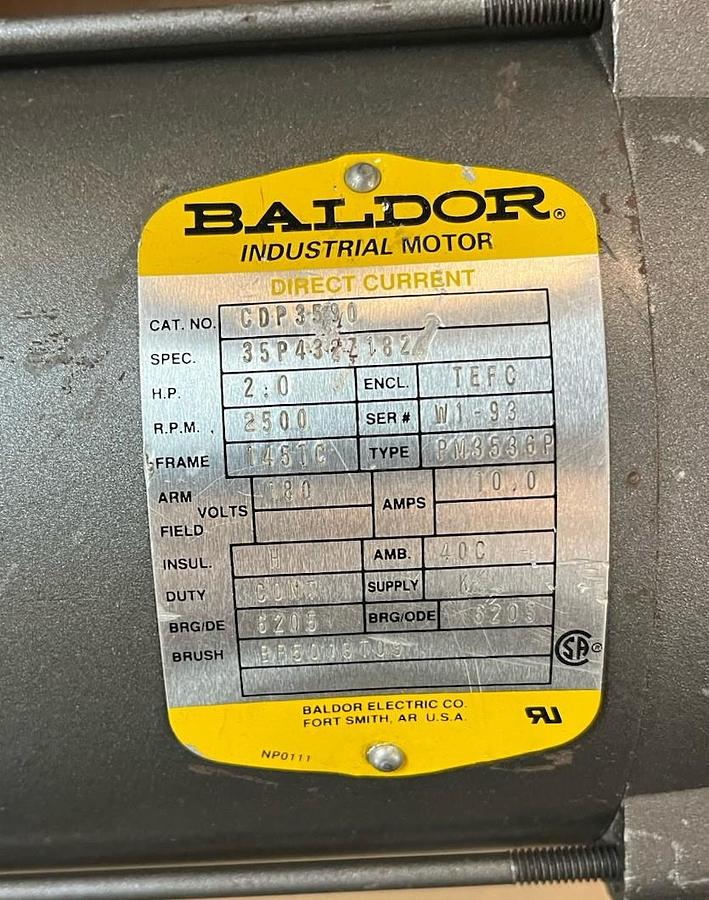 BALDOR,CDP3590,DC MOTOR 2HP 2500RPM 145TC 180VDC