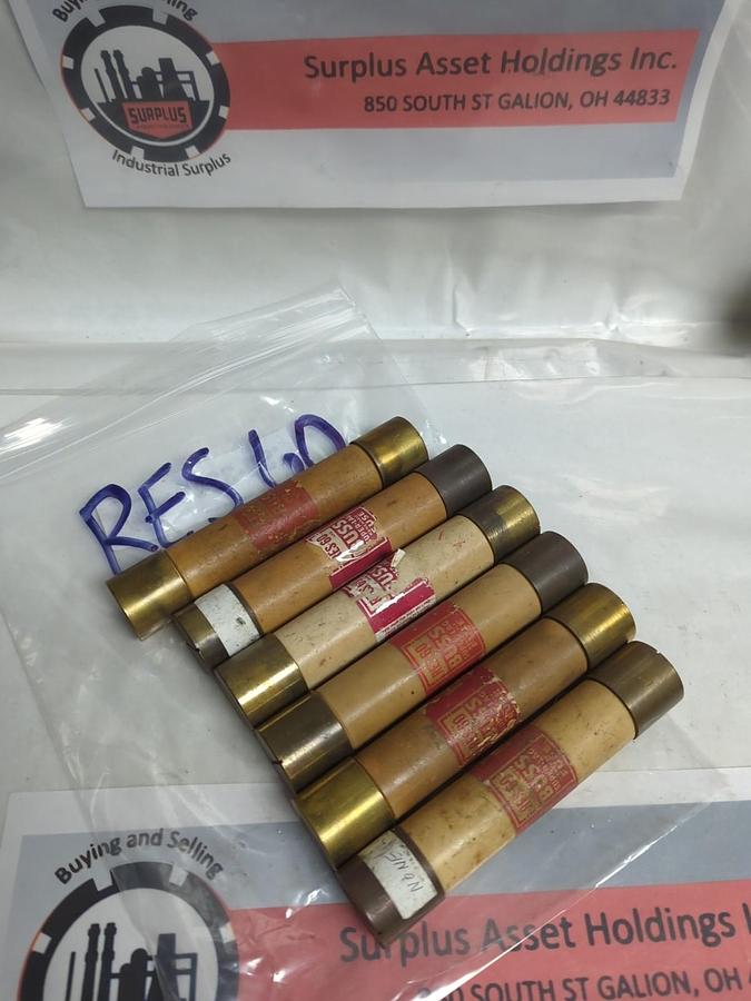 COOPER BUSSMANN,RES60,RENEWABLE 60 AMP FUSE LOT OF 6 PRE-OWNED