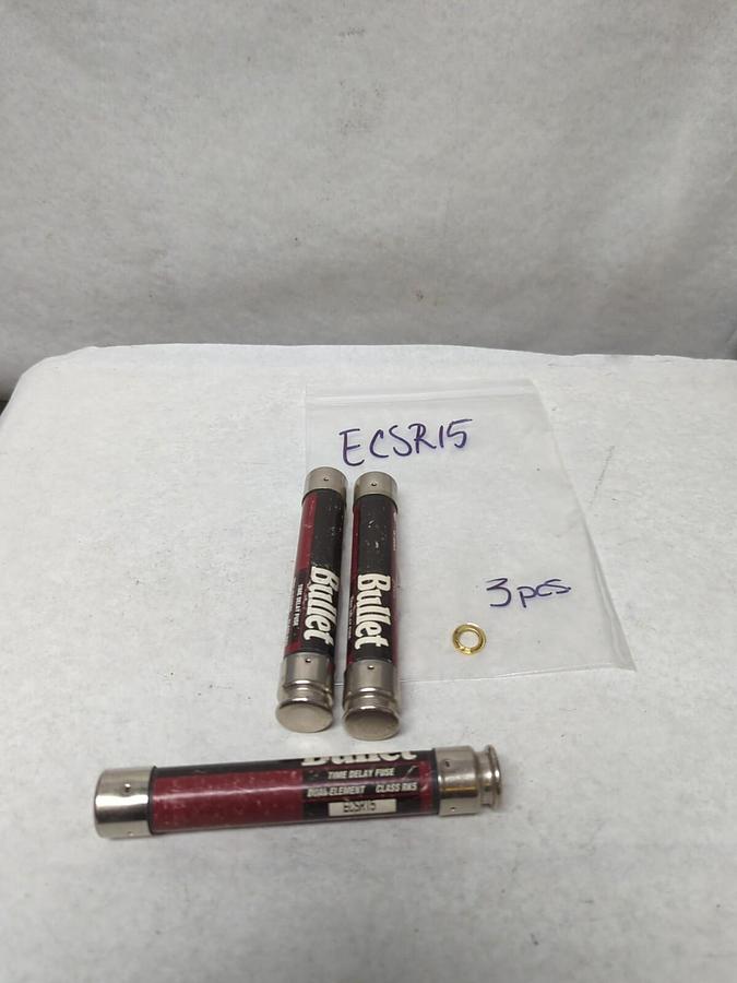 Used EDISON FUSEGEAR,ECSR15,BULLET 15 AMP FUSE LOT OF 3 PRE-OWNED