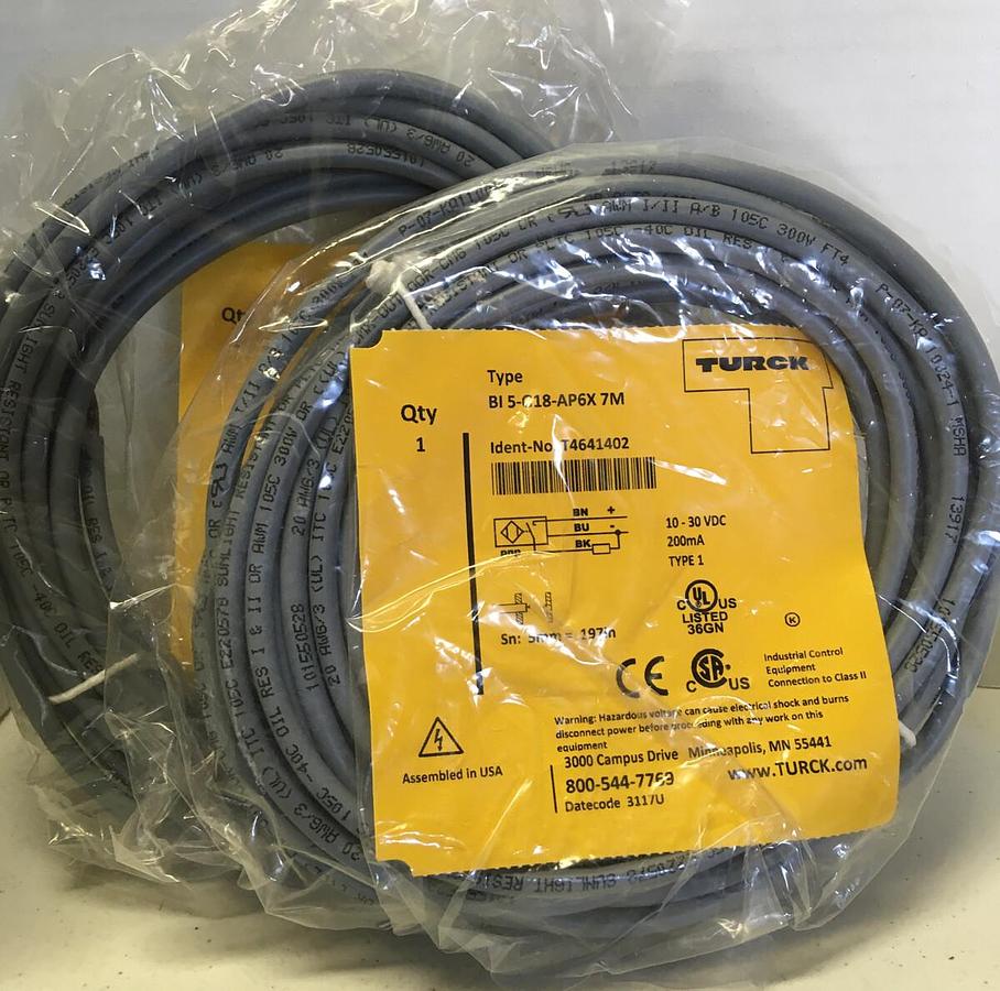 Turck,B1 5-G18-AP6X 7M,Proximity Sensor LOT OF 2