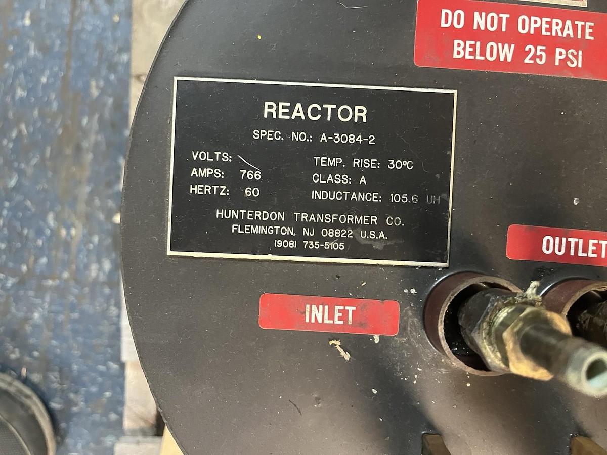 Used Hunterdon,A-3084,Induction Reactor Choke Amps 766 60Hz 105.6 UH