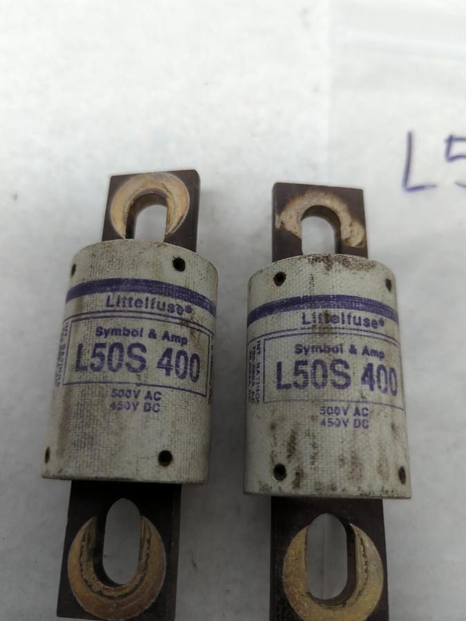 Used LITTELFUSE,L50S-400,SEMI-CONDUCTOR 400 AMP FUSE LOT OF 2 PRE-OWNED