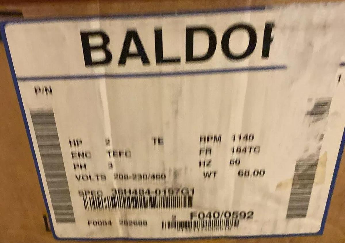 Used Baldor,108700275DQ5,2HP 1140RPM Frame 184TC 208-230/460V Stearns Brake Motor