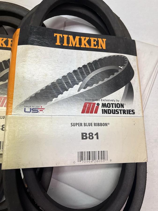 TIMKEN,B81,SUPER BLUE RIBBON V-BELT LOT OF 3