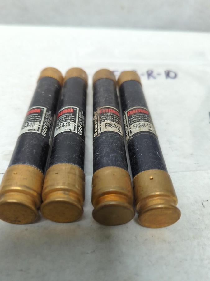 Used COOPER BUSSMANN,FRS-R-10,FUSETRON 10 AMP FUSE LOT OF 4 PRE-OWNED