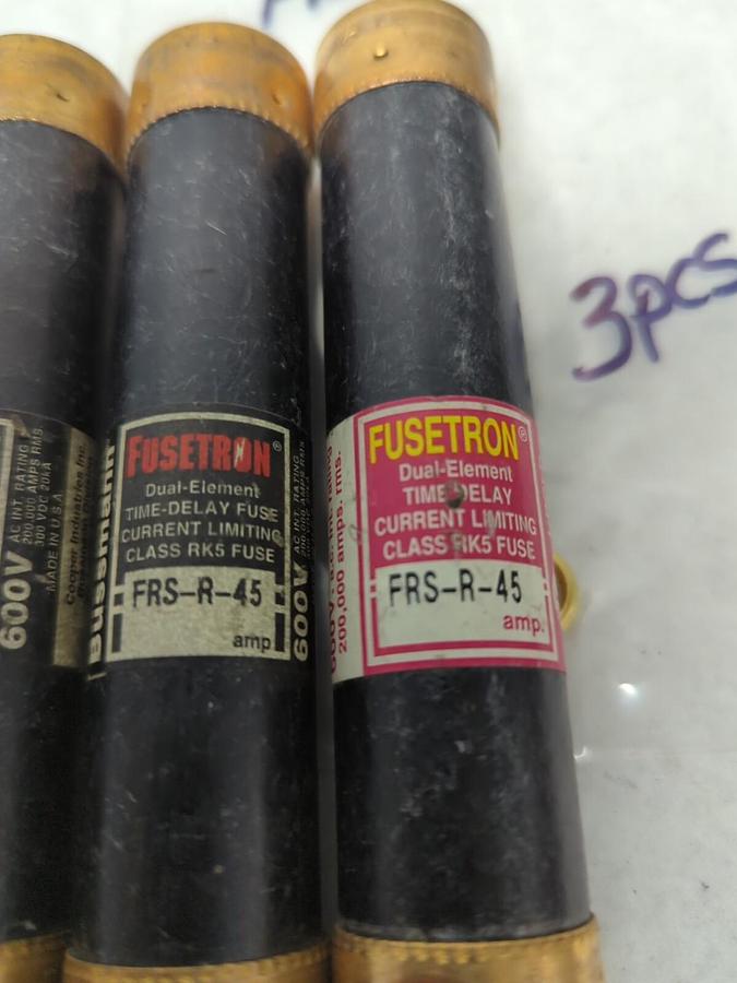 Used COOPER BUSSMANN,FRS-R-45,FUSETRON 45 AMP FUSE LOT OF 3 PRE-OWNED