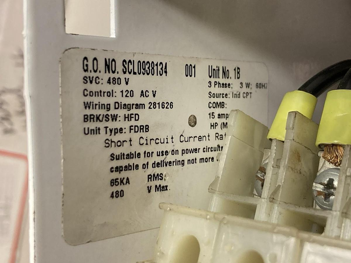 Used Cutler Hammer,Size 1,12 INCH MCC Starter Breaker Feeder Bucket 480V 15A