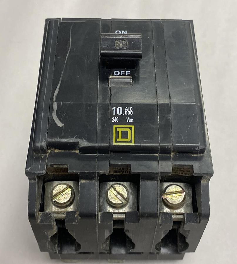 Used Square D,NE-2702,Circuit Breaker 60AMP 3-Pole