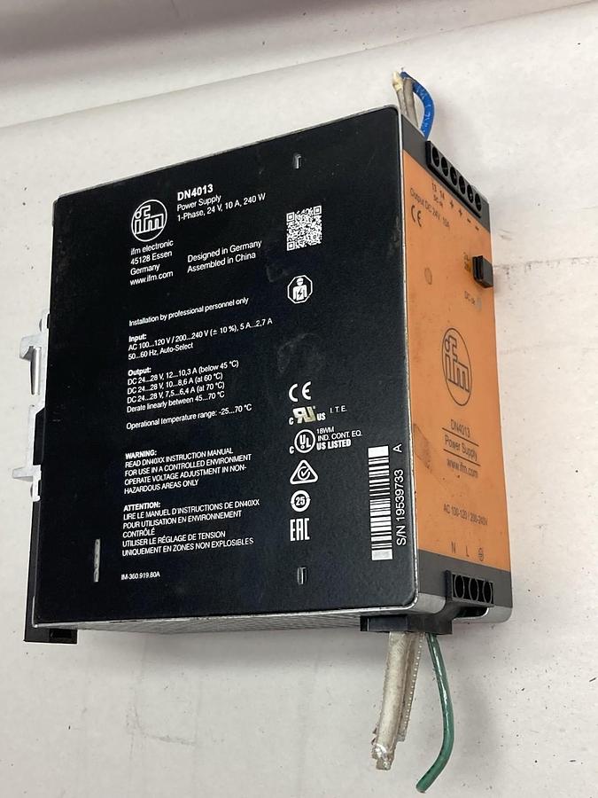 Used IFM,DN4013,Single Phase Power Supply 24V 10A 240W