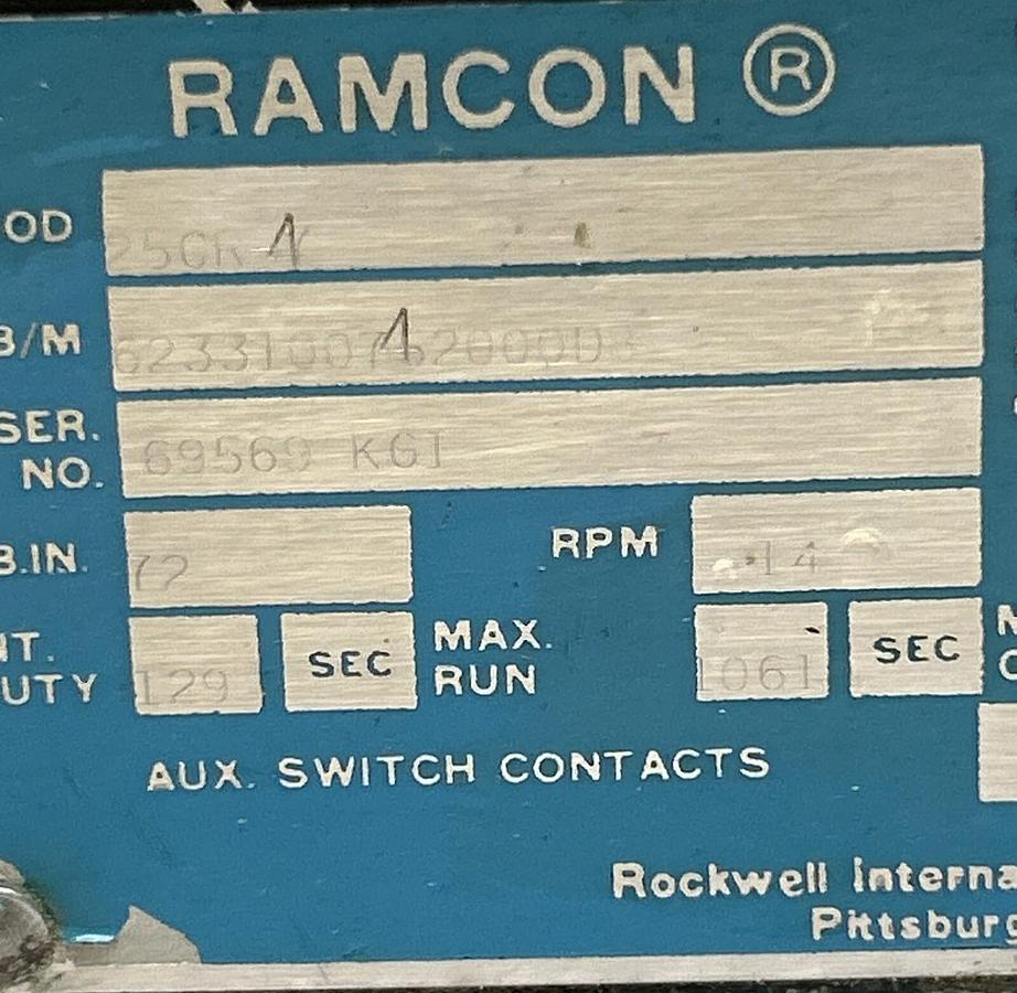 Used RAMCON,25CR-4,ACTUATOR 1.4RPM 115V 0.6A