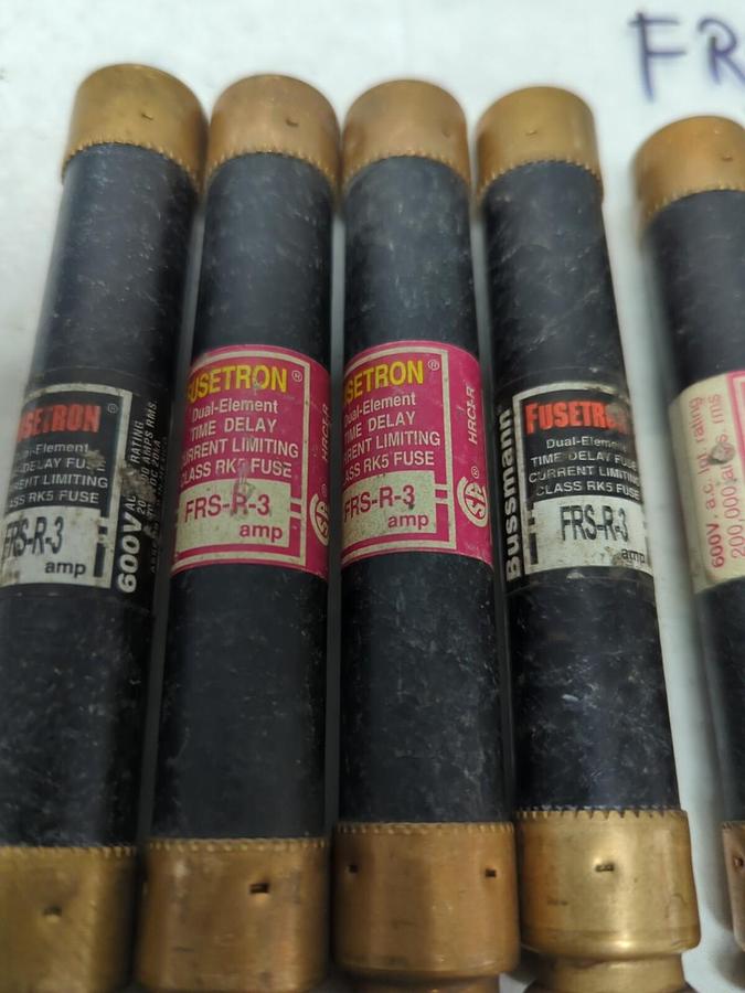 Used COOPER BUSSMANN,FRS-R-3,FUSETRON 3 AMP FUSE LOT OF 5 PRE-OWNED