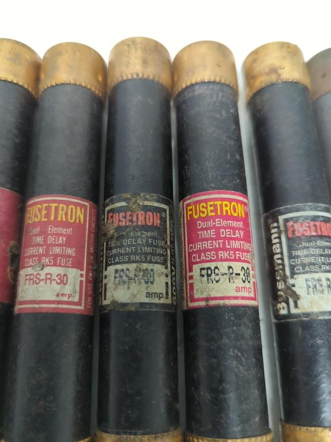 Used COOPER BUSSMANN,FRS-R-30,FUSETRON 30 AMP FUSE LOT OF 6 PRE-OWNED