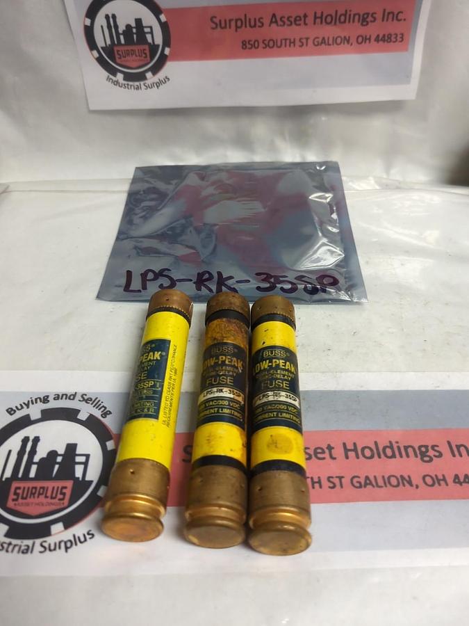 Used COOPER BUSSMANN,LPS-RK-35SP,LOW-PEAK 35 AMP FUSE LOT OF 3 PRE-OWNED