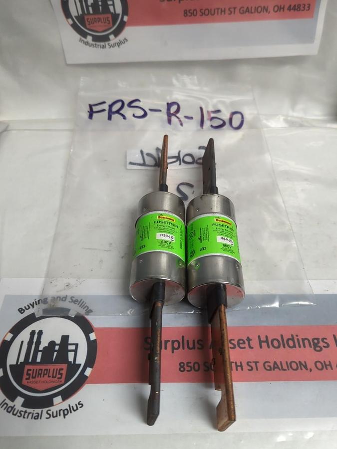 Used COOPER BUSSMANN,FRS-R-150,FUSETRON 150 AMP FUSE LOT OF 2 PRE-OWNED