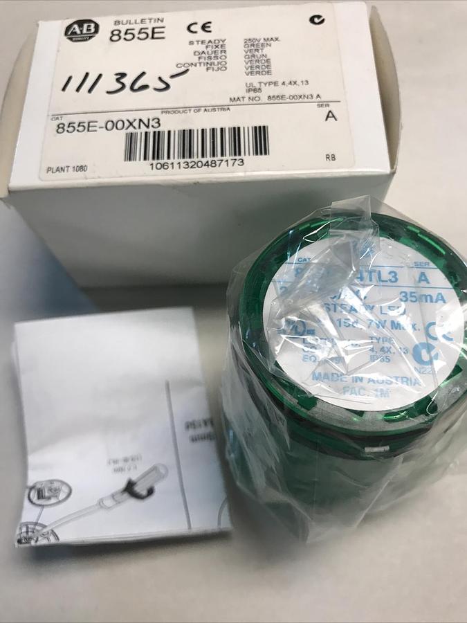Used Allen Bradley,855E-00XN3,Steady Fixed Green Light Series A NOS