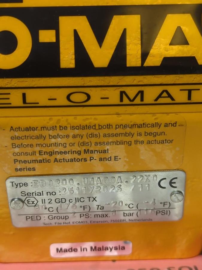 EL-O-MATIC,ED0200.U1A00A.22K0,PNEUMATIC VALVE ACTUATOR 8 BAR 116 PSI NOS