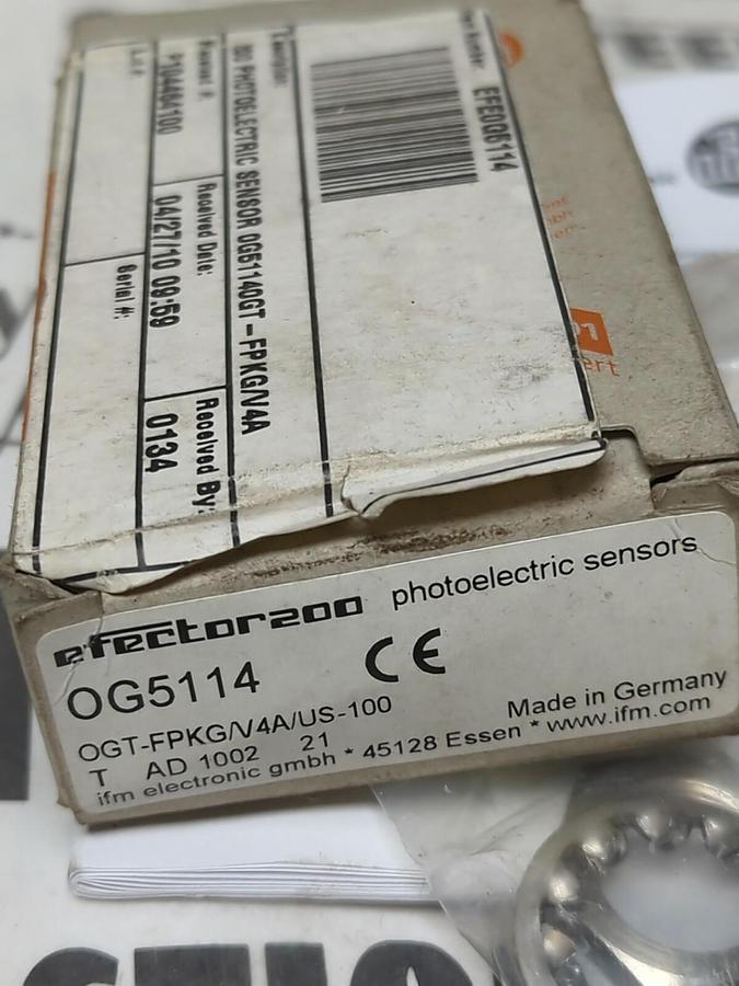 IFM EFECTOR,OG5114 OGT-FPKG/V4A/US-100, PHOTOELECTRIC SENSOR NEW