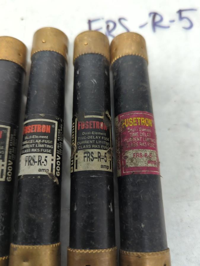 Used COOPER BUSSMANN,FRS-R-5,FUSETRON 5 AMP FUSE LOT OF 4 PRE-OWNED