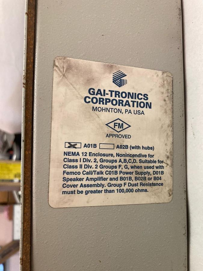 Used Gai-Tronics,A01B,Wall Mount Enclosure Assembly Nema 1A