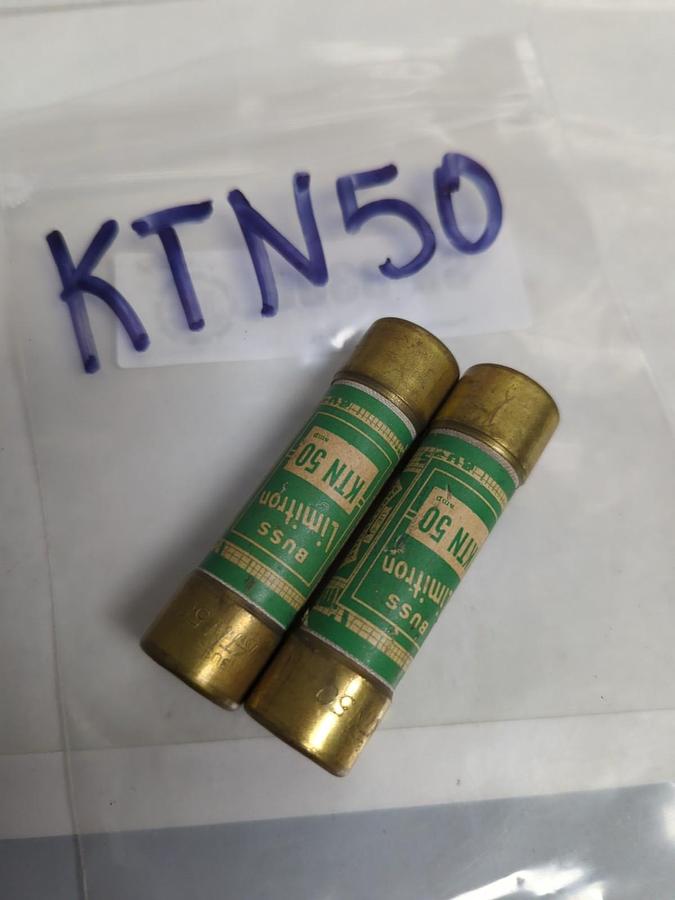 Used COOPER BUSSMANN,KTN-50,LIMITRON 50 AMP FUSE LOT OF 2 PRE-OWNED