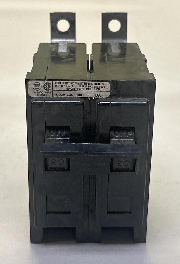 Used WESTINGHOUSE,BA220,CIRCUIT BREAKER 20A 120/240V 2P LOT OF 3