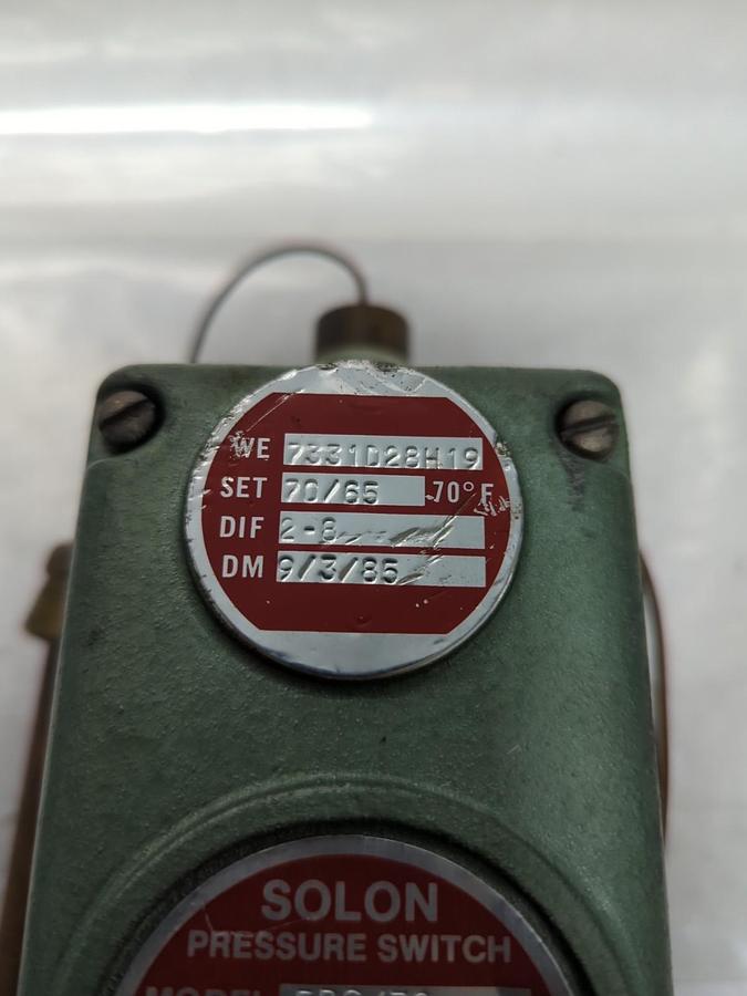 Used SOLON,5PS/32,PRESSURE SWITCH NAMA 4 RANGE 100 DM 9/3/85 PRE-OWNED