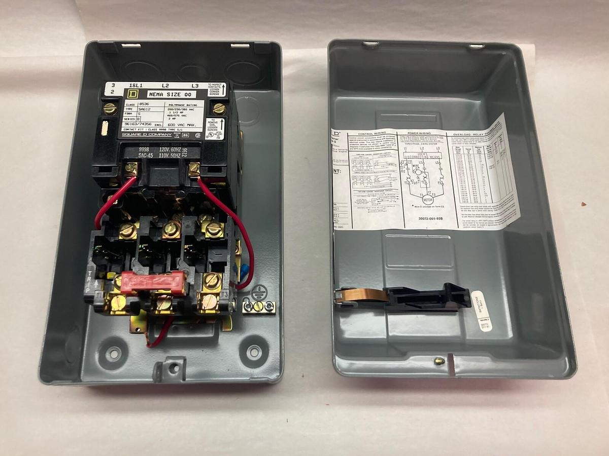 Used Square D,Class 8536 Type S,Motor Starter Nema Size 00 SAG12 600VAC