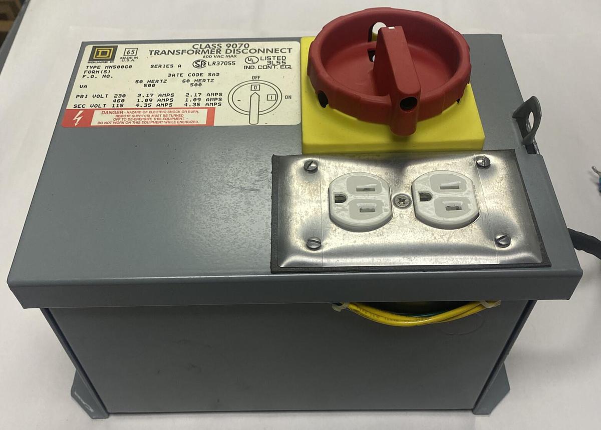 Used Square D,9070 MN500G0,Transformer Disconnect 500VA 230/460V 50/60Hz
