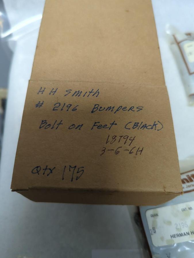 HH SMITH,2196,BLACK BOLT ON FEET BUMPERS LOT OF 175 NOS