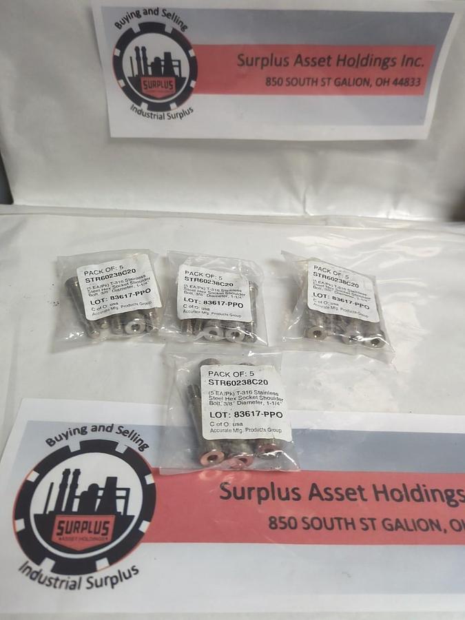 ACCURATE MFG.,STR60238C20,SOCKET SHOULDER BOLT 3/8X1-1/4 INCH LOT OF 20 NOS