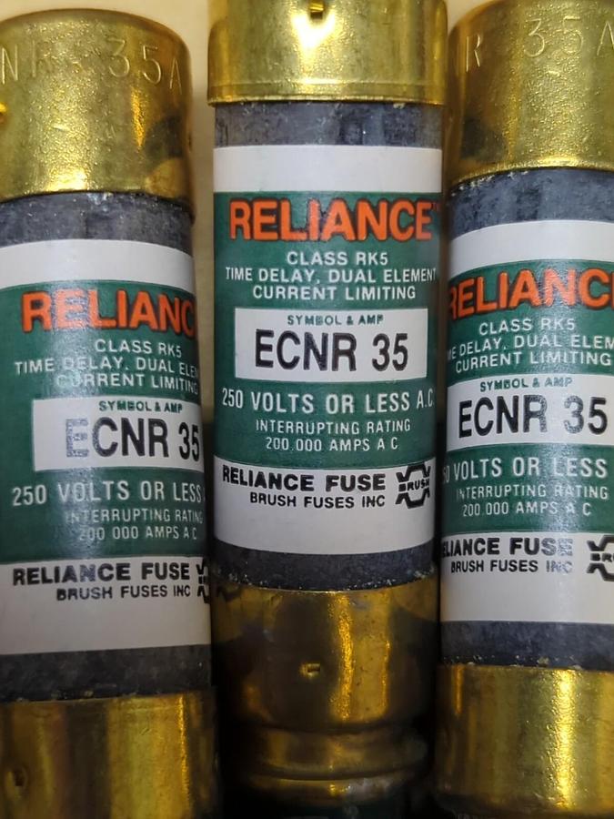 RELIANCE,ECNR-35,TIME DELAY 35 AMP 250V FUSES BOX OF 10 NEW