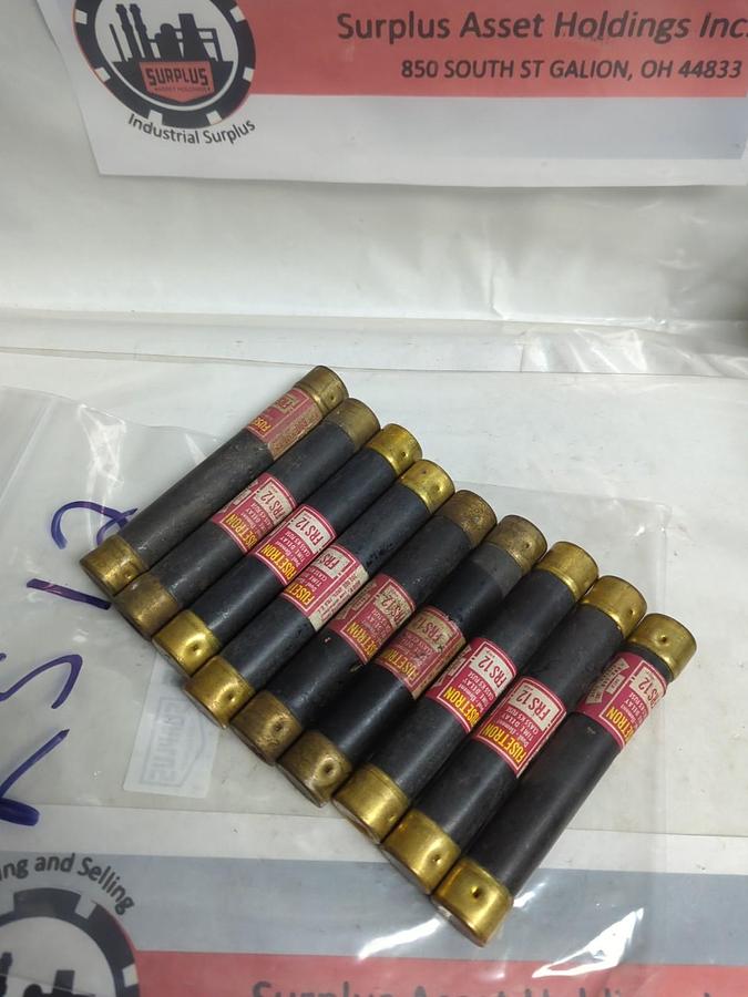 Used COOPER BUSSMANN,FRS-12,FUSETRON 12 AMP FUSE LOT OF 9 PRE-OWNED