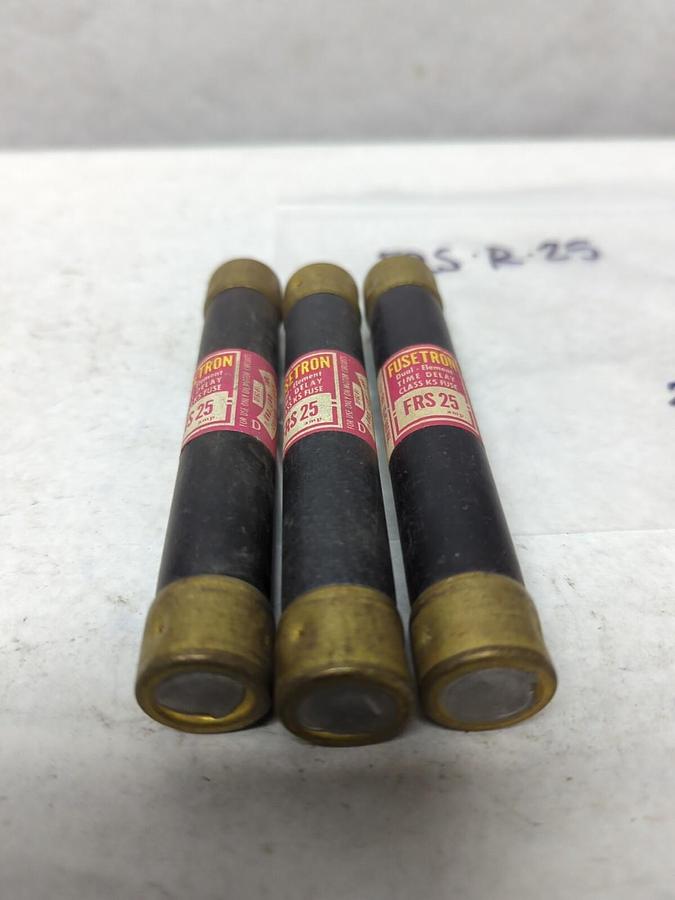 Used COOPER BUSSMANN,FRS-R-25,FUSETRON 25 AMP FUSE LOT OF 3 PRE-OWNED